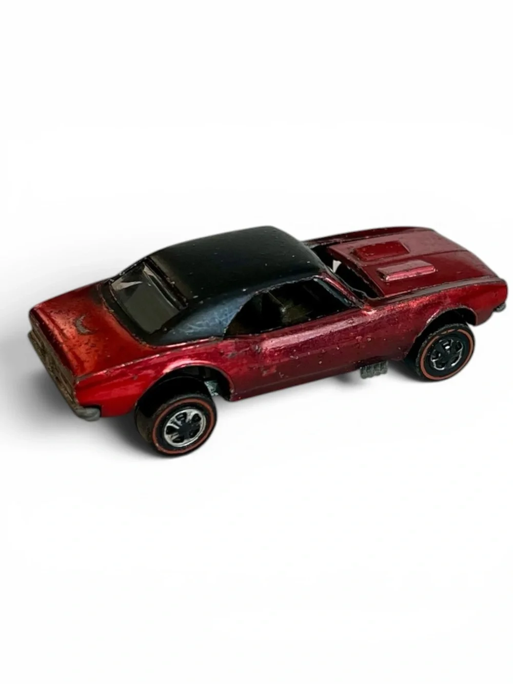 Vintage Hot Wheels Redline 1967 Custom Camaro Red w/Black Roof USA
